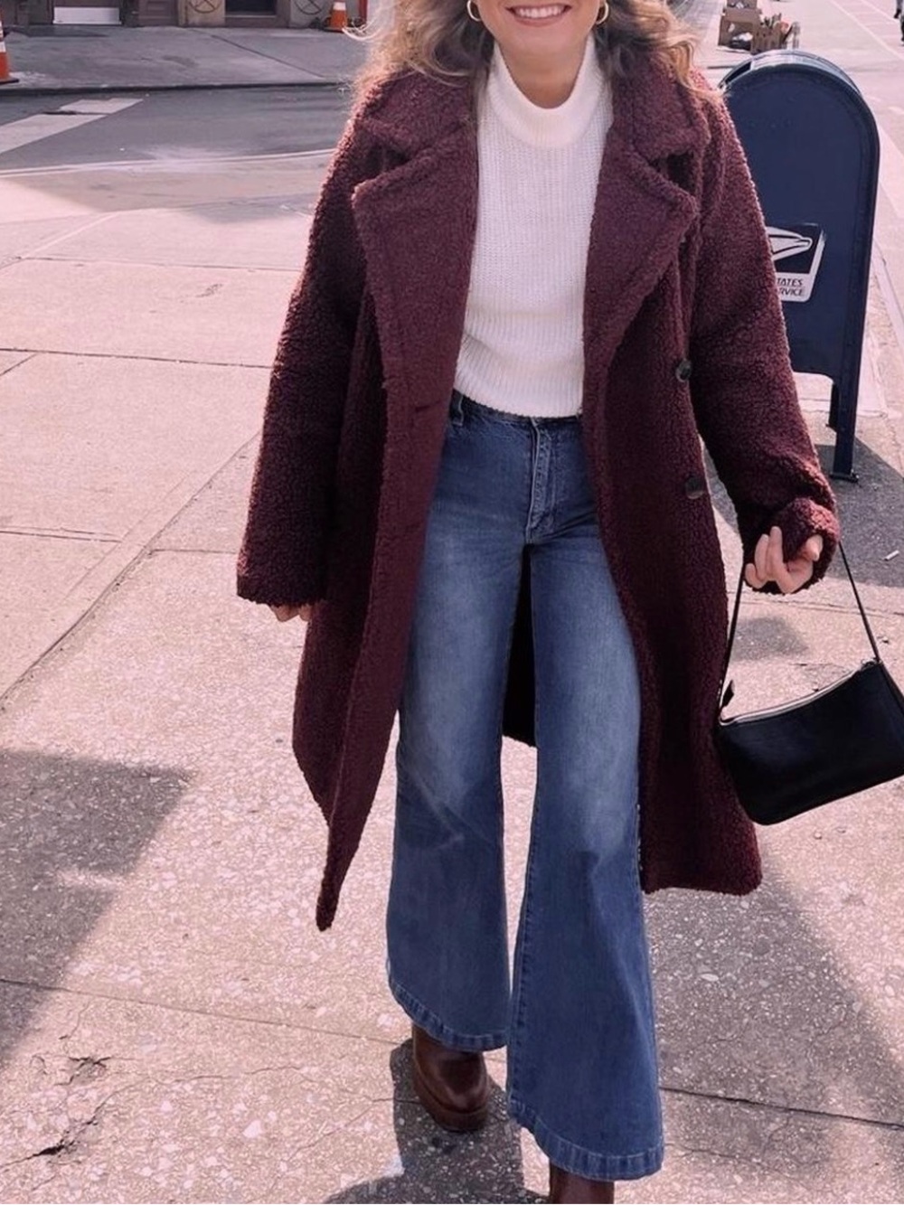 Cozy Burgundy Teddy Coat - Selected Femme